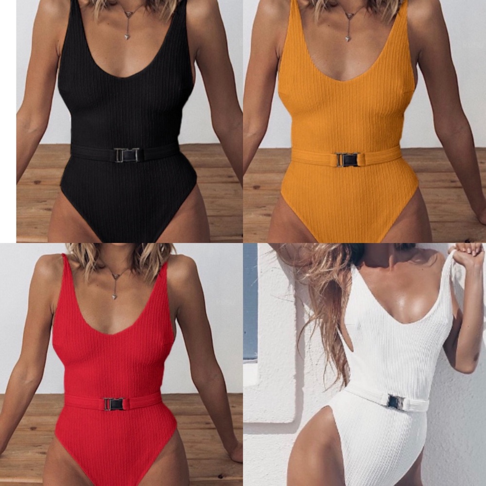 One Piece Swimsuit In White,Red,Mustard,or Black - Picture 4 of 17